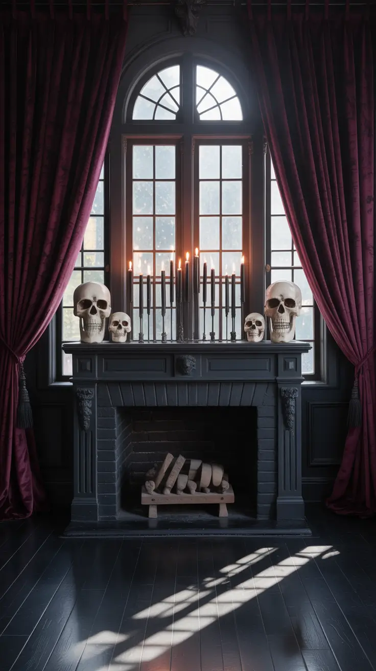 Gothic chic halloween mantle ideas 2025