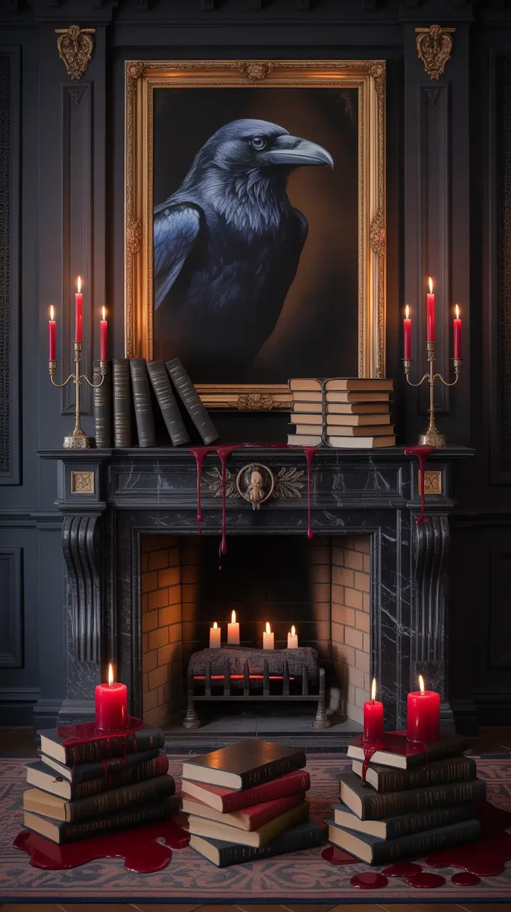 halloween mantle ideas 2025 Bold And Dark Halloween Mantle Themes