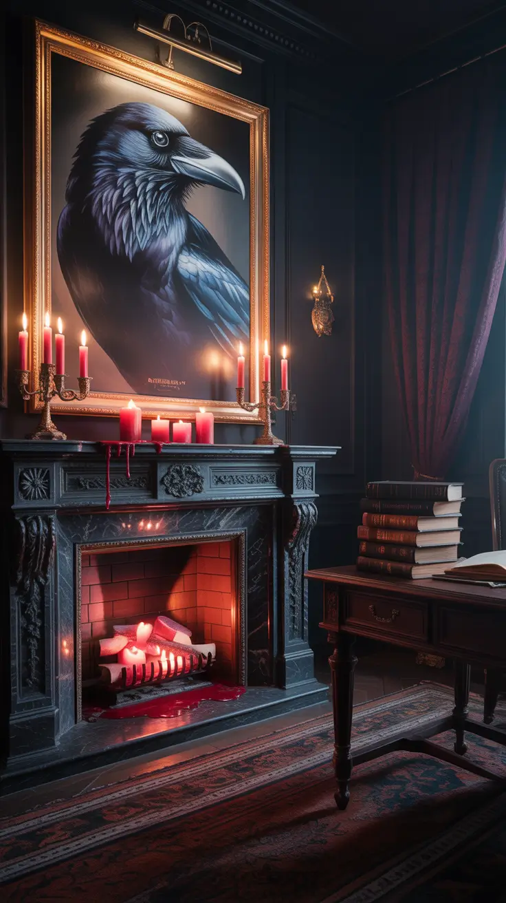 halloween mantle ideas 2025 Bold And Dark Halloween Mantle Themes