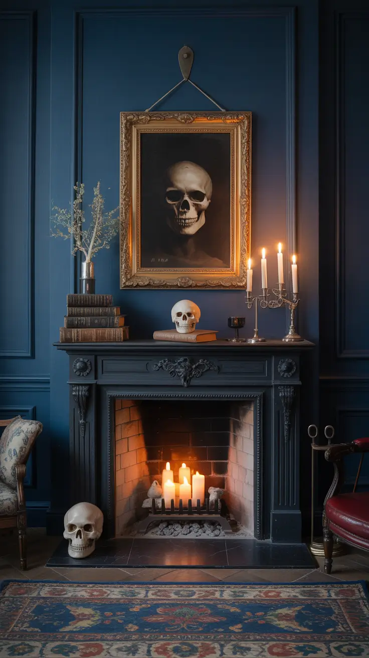 halloween mantle ideas 2025 Moody Halloween Mantle Looks For Dark Interiors