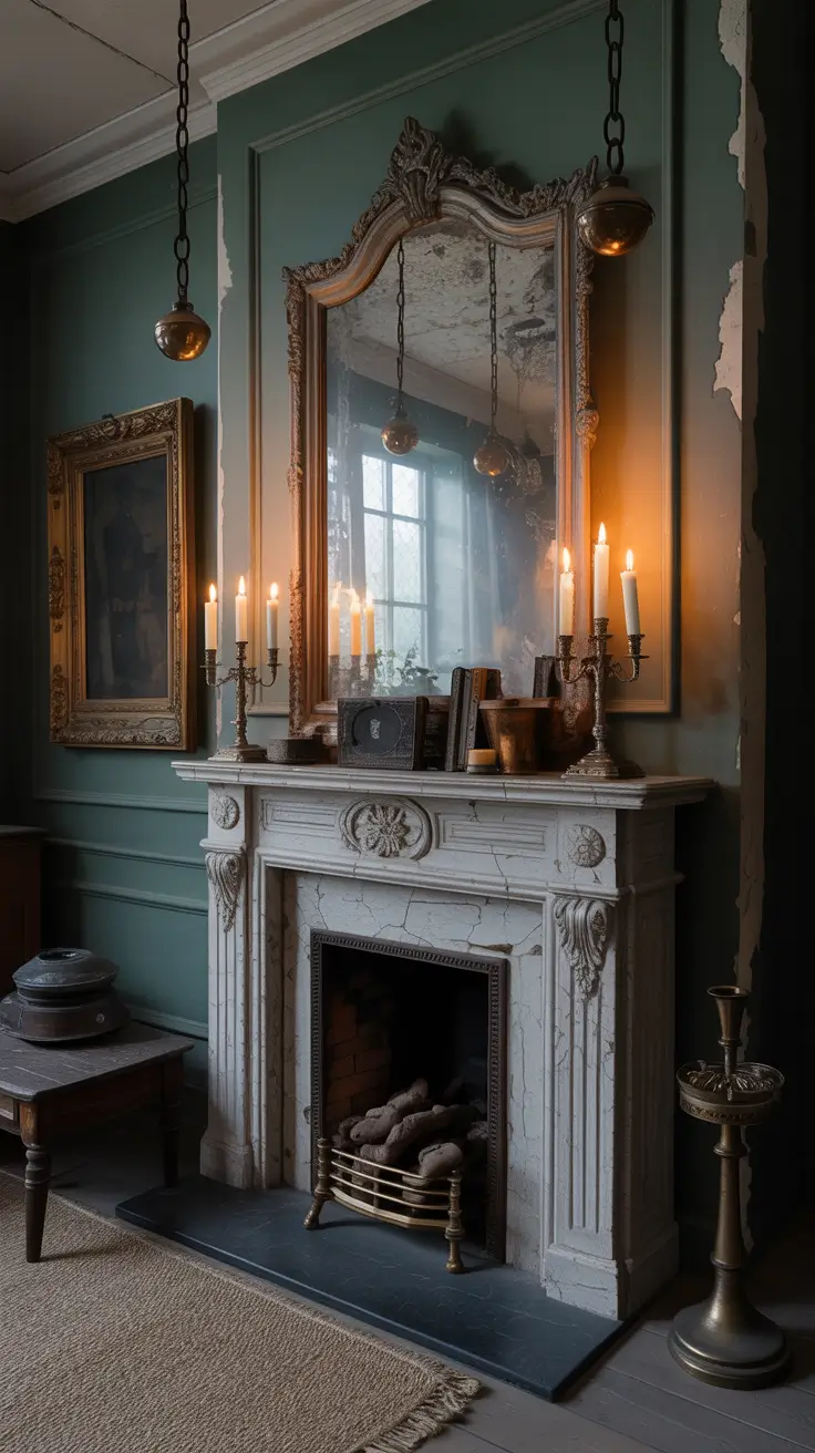 halloween mantle ideas 2025 Haunted House Inspired Halloween Mantle