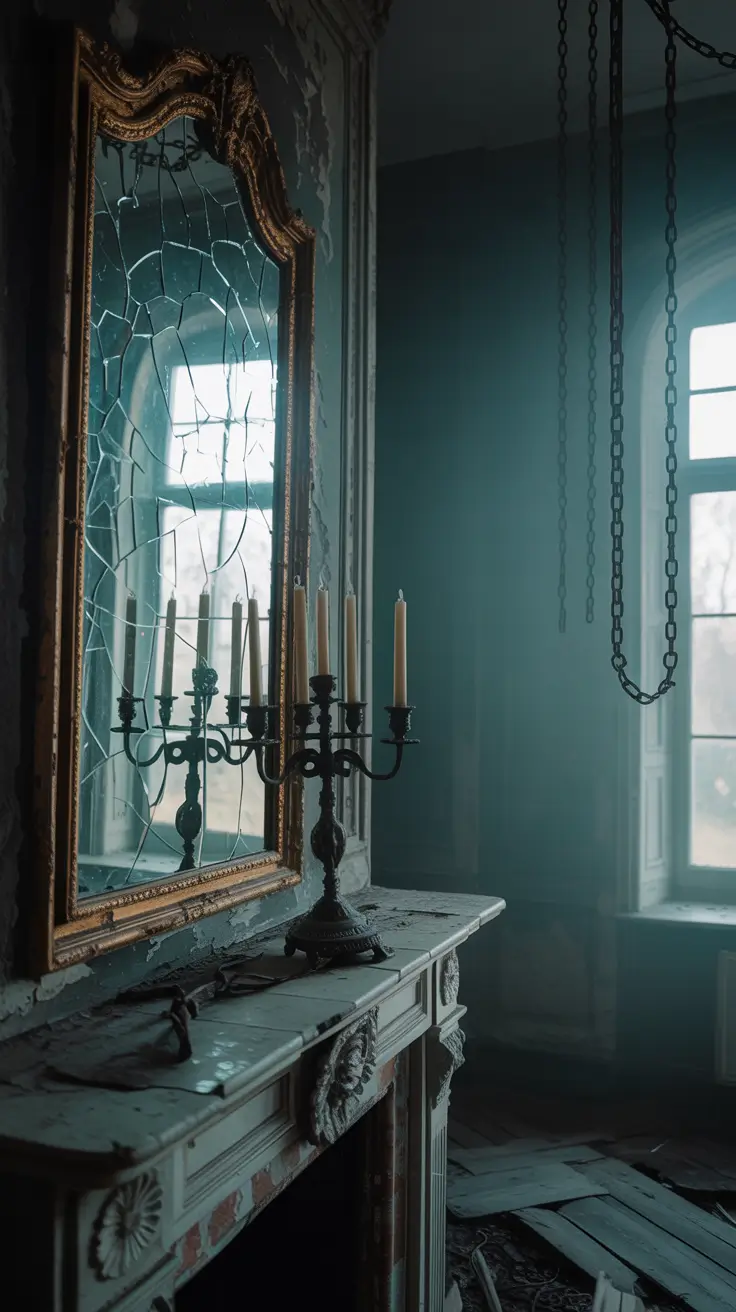 halloween mantle ideas 2025 Haunted House Inspired Halloween Mantle