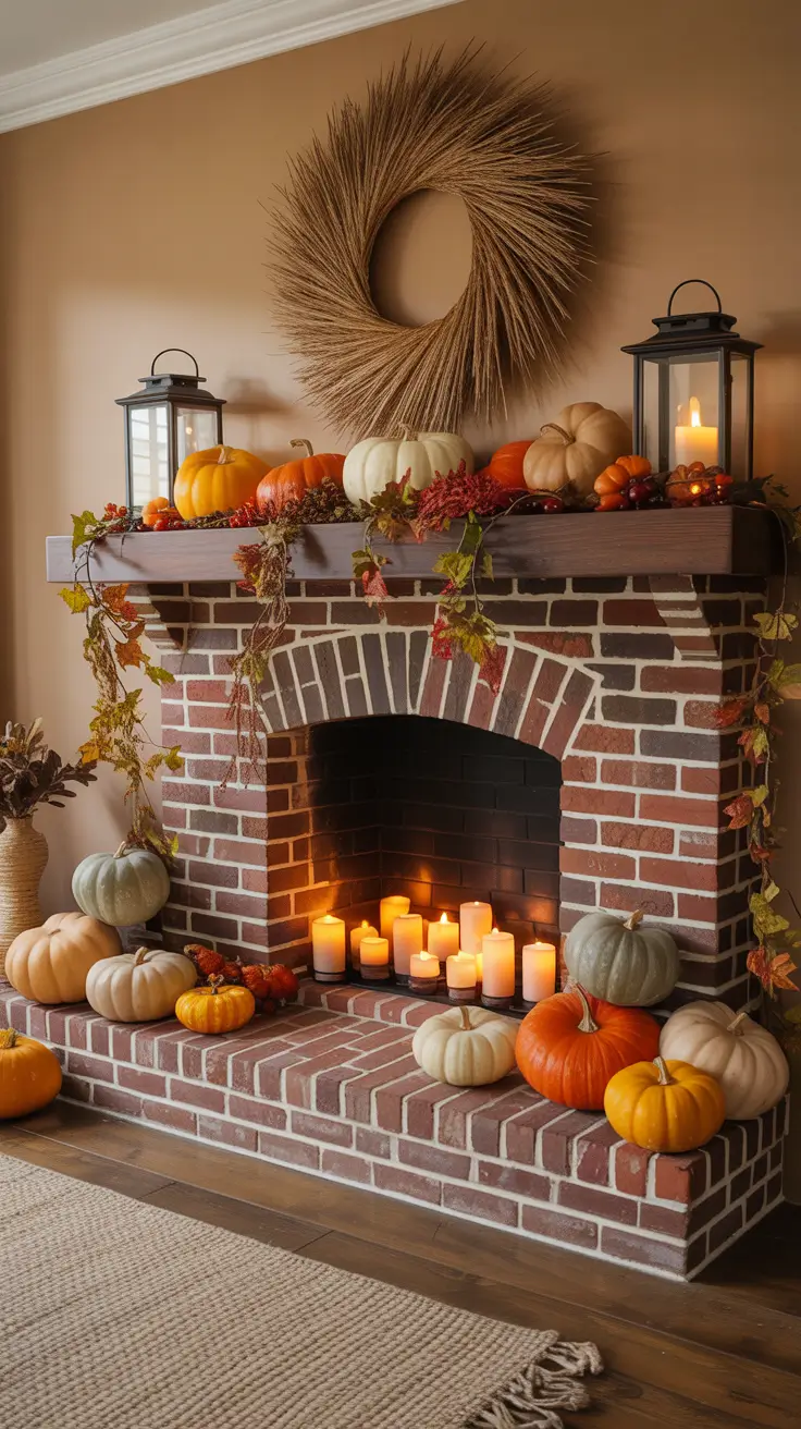 halloween mantle ideas 2025 Pumpkin-Filled Halloween Mantle Styling