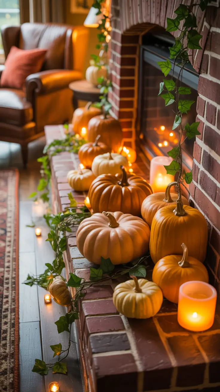 halloween mantle ideas 2025 Pumpkin-Filled Halloween Mantle Styling