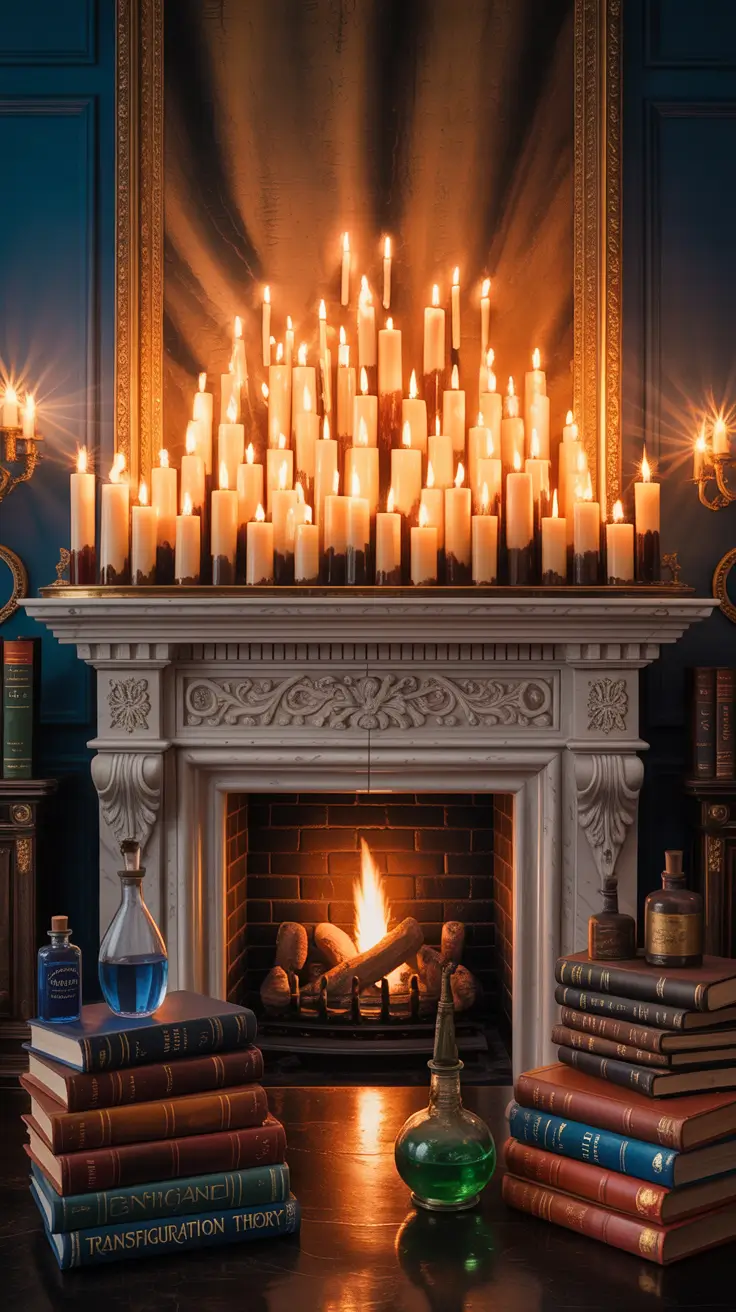 halloween mantle ideas 2025 Halloween Mantle With Floating Candles And Magic