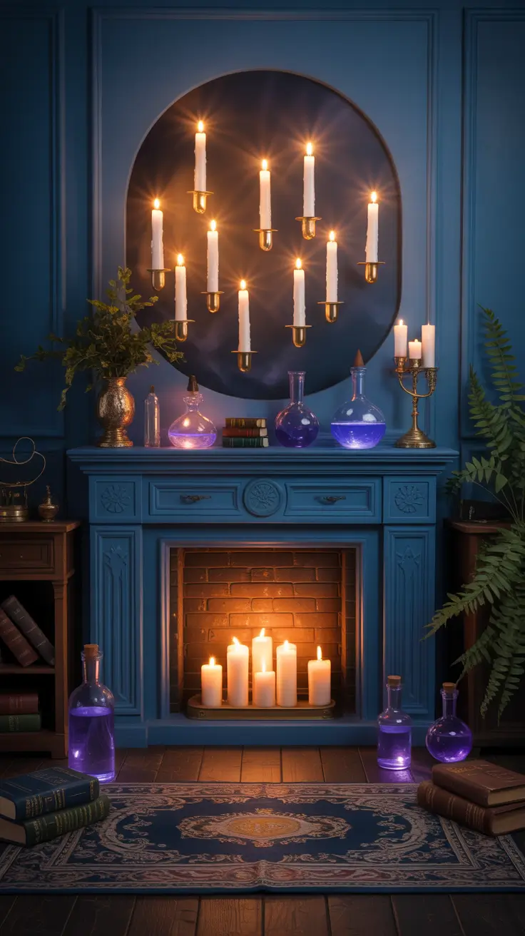 halloween mantle ideas 2025 Halloween Mantle With Floating Candles And Magic