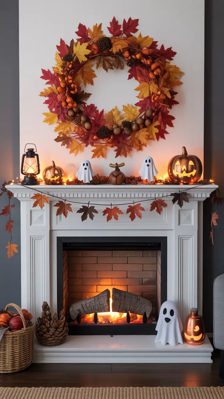 halloween mantle ideas 2025 Fall And Halloween Mantle Crossover Ideas