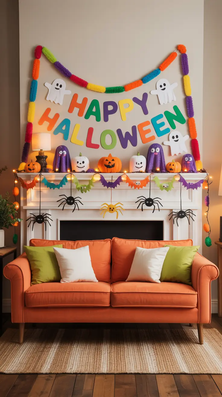 halloween mantle ideas 2025 Kid-Friendly Halloween Mantle With Playful Touches