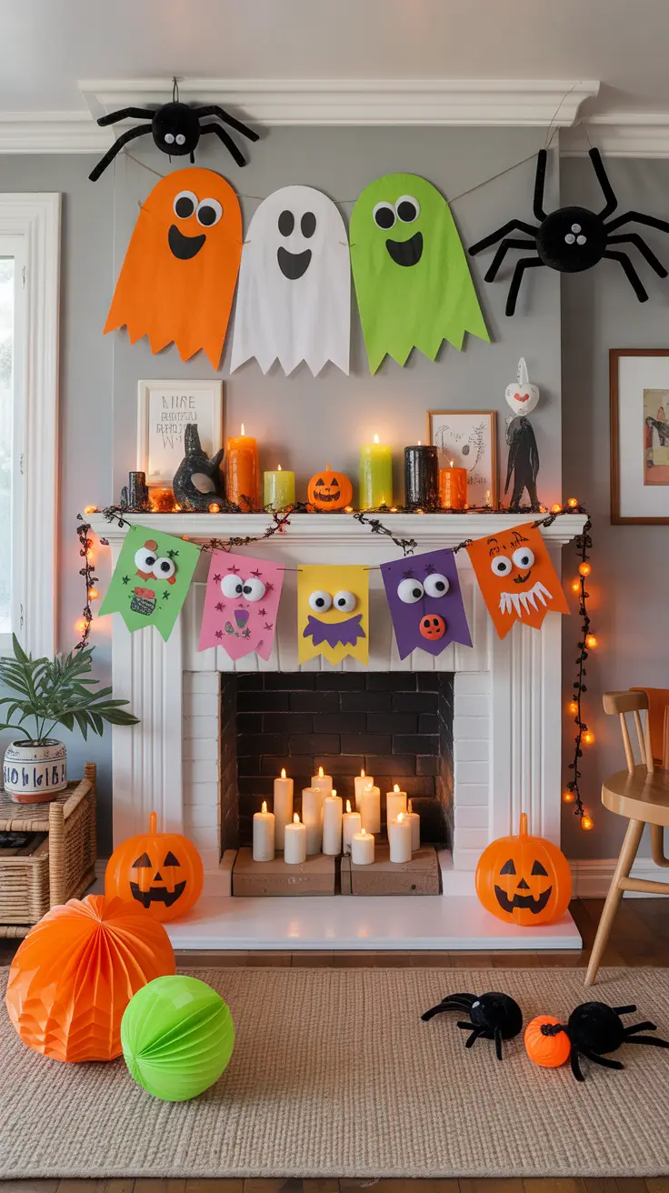 halloween mantle ideas 2025 Kid-Friendly Halloween Mantle With Playful Touches