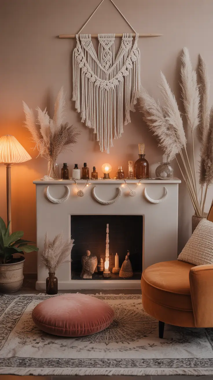 Bohemian halloween mantle ideas 2025