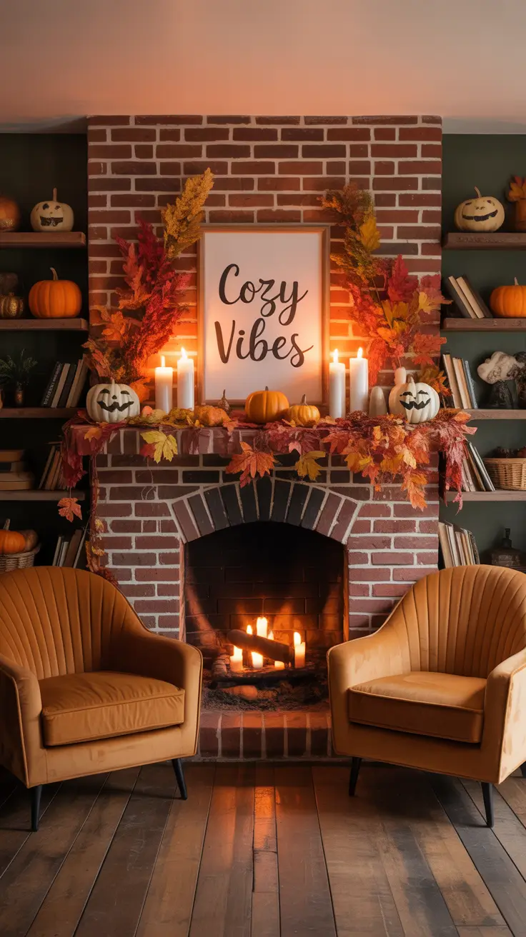 Fall and halloween mantle ideas 2025