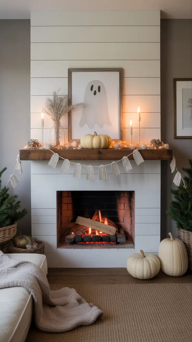 Neutral halloween mantle ideas 2025