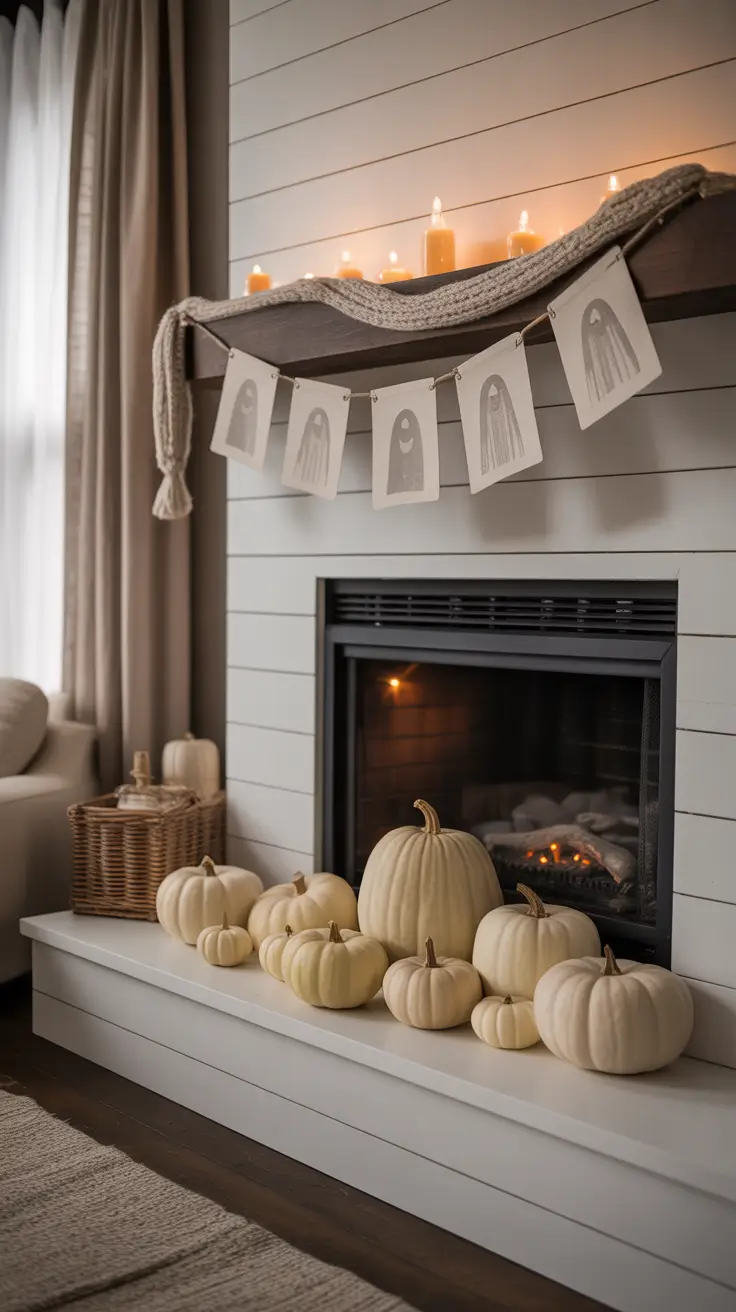 Neutral halloween mantle ideas 2025