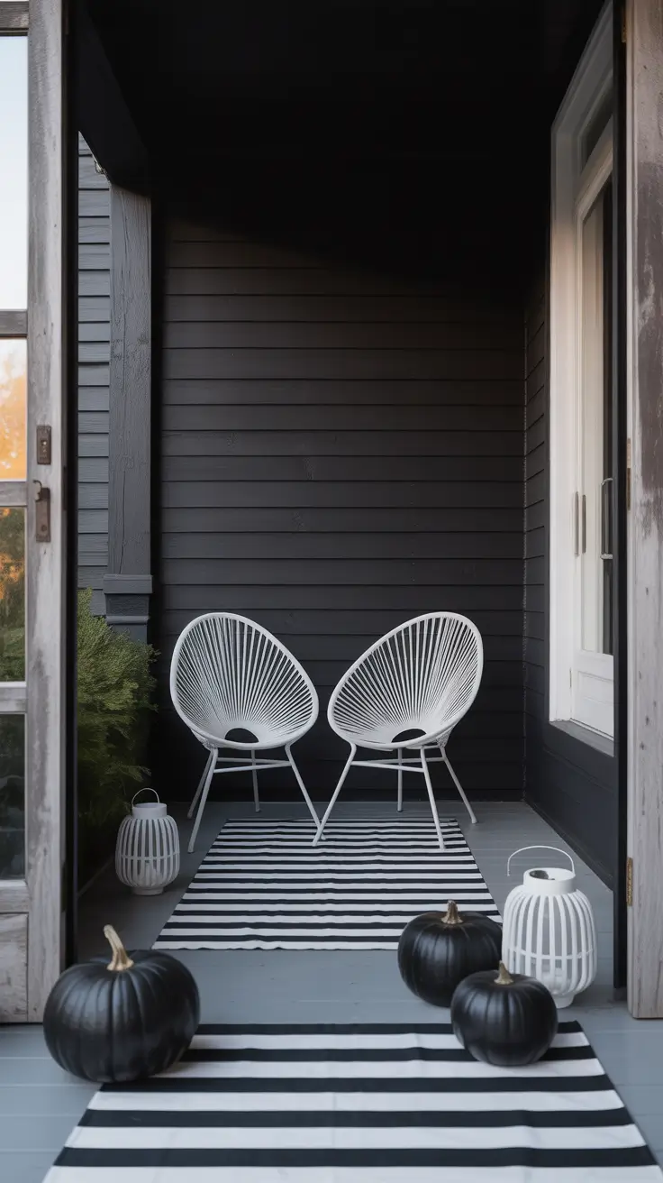 Black and white halloween porch ideas 2025