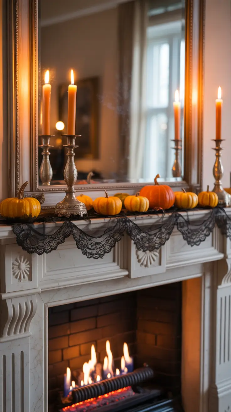 indoor halloween decor ideas 2025 Fireplace Charm: Classic Meets Creepy