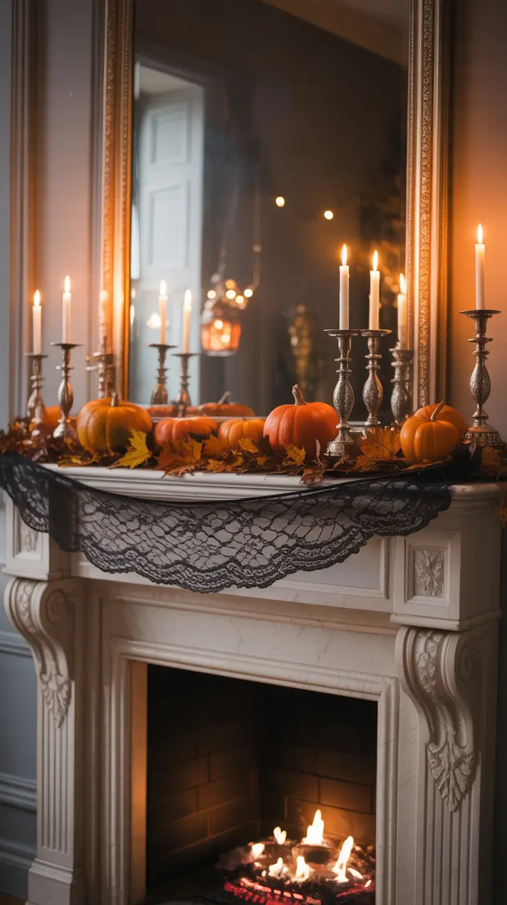 indoor halloween decor ideas 2025 Fireplace Charm: Classic Meets Creepy