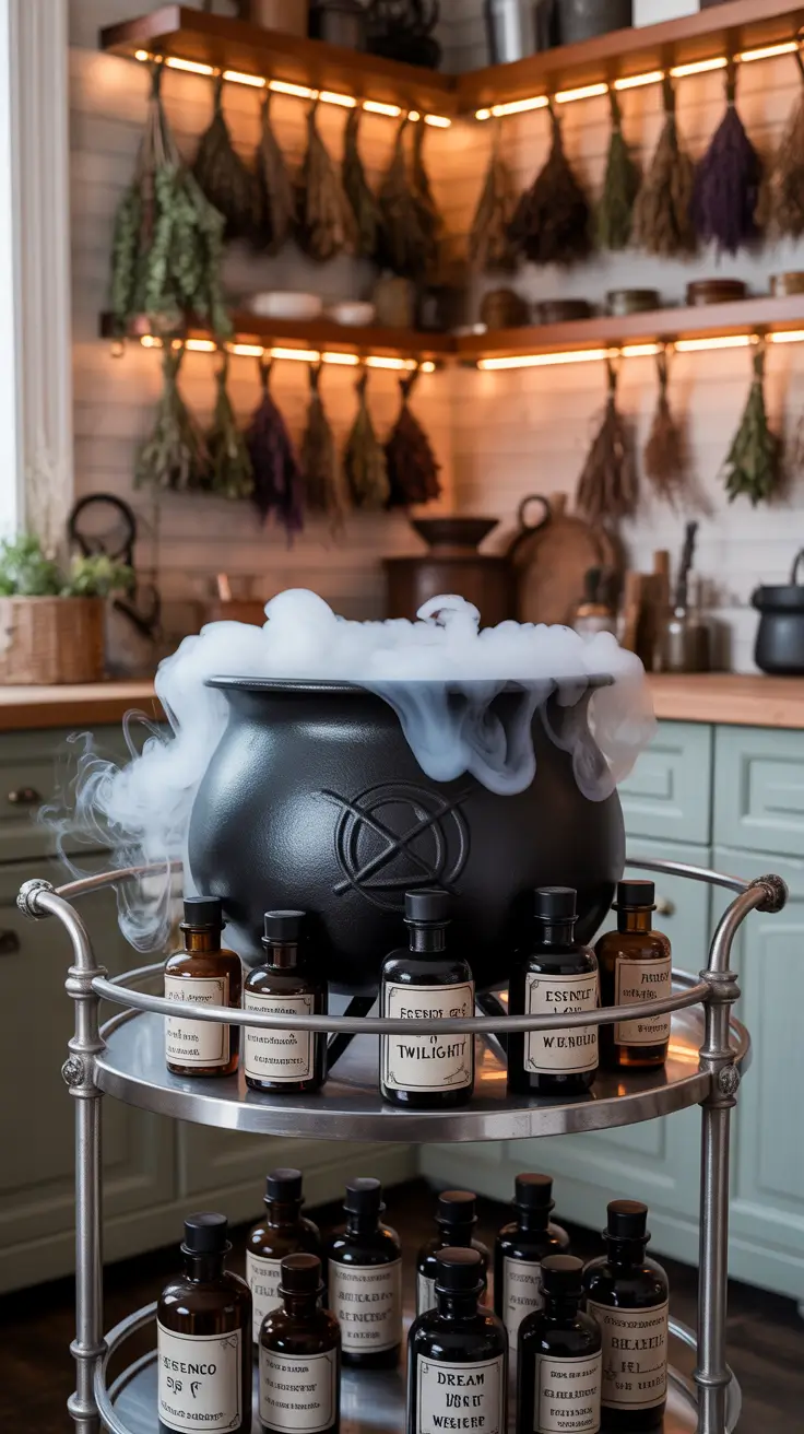 indoor halloween decor ideas 2025 Witchy Kitchens: Bubbling Brews & Herb Magic