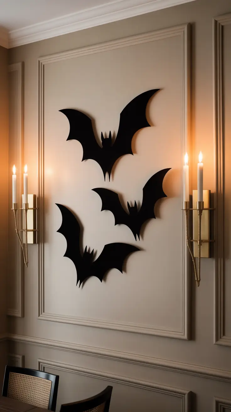 indoor halloween decor ideas 2025 Bats On the Wall