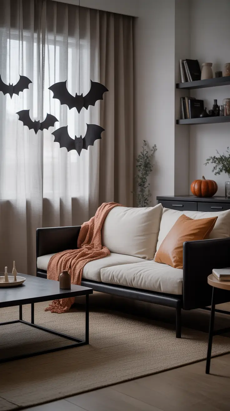 indoor halloween decor ideas 2025 Modern Macabre: Minimalist Meets Spooky