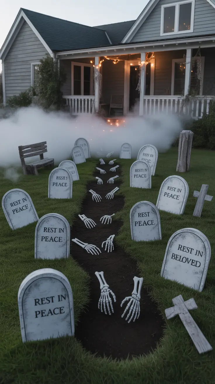 outside halloween decorations ideas 2025 DIY Graveyard Magic for Your Front Lawn