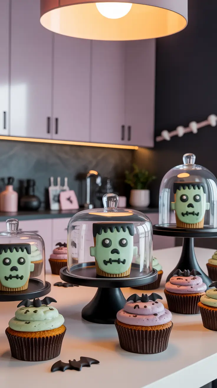 scary halloween office decorations 2025 Cute-to-Creepy Cupcake Setup for the Break Room