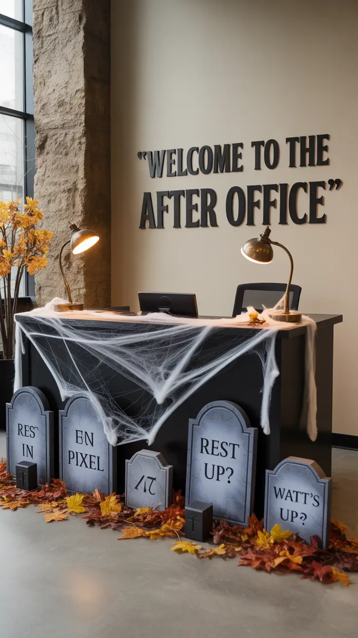 scary halloween office decorations 2025 Outdoor-Style Gravestones for Reception Areas