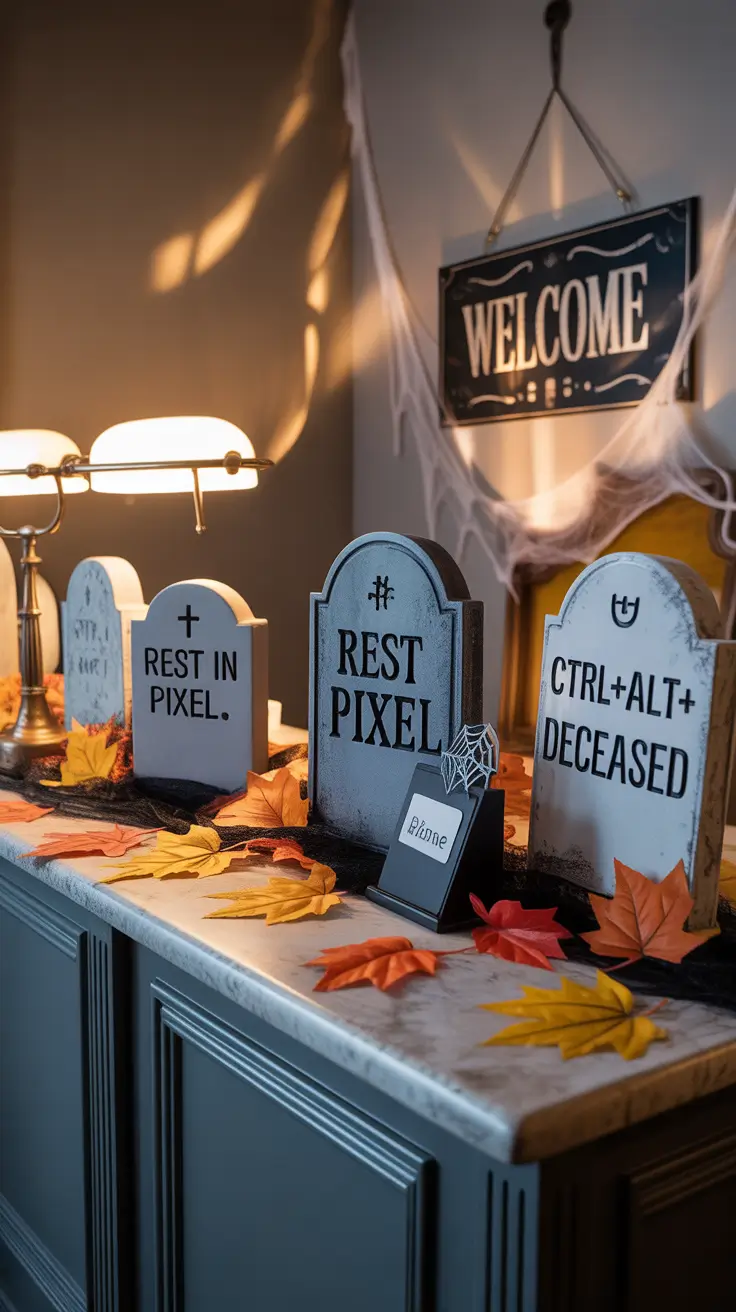 scary halloween office decorations 2025 Outdoor-Style Gravestones for Reception Areas
