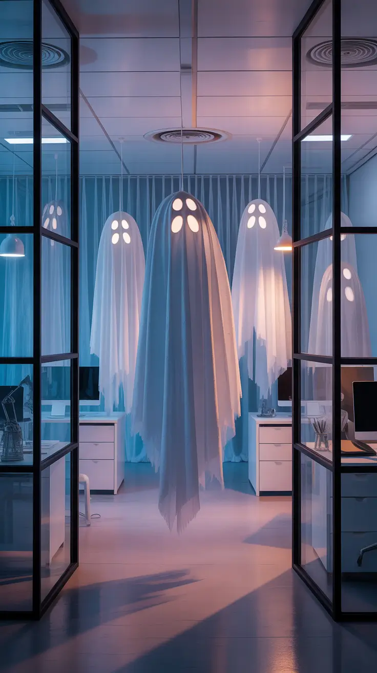 scary halloween office decorations 2025 Indoor Hanging Ghosts That Actually Float