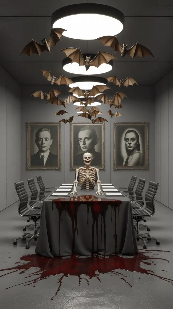 scary halloween office decorations 2025 Horror-Themed Meeting Room Takeover
