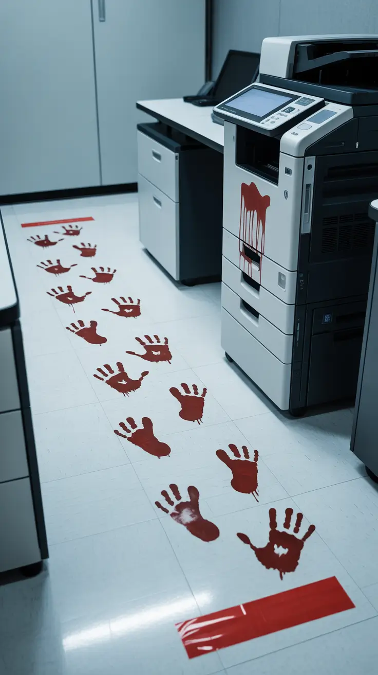 scary halloween office decorations 2025 DIY Bloody Footprint Trail in the Hall