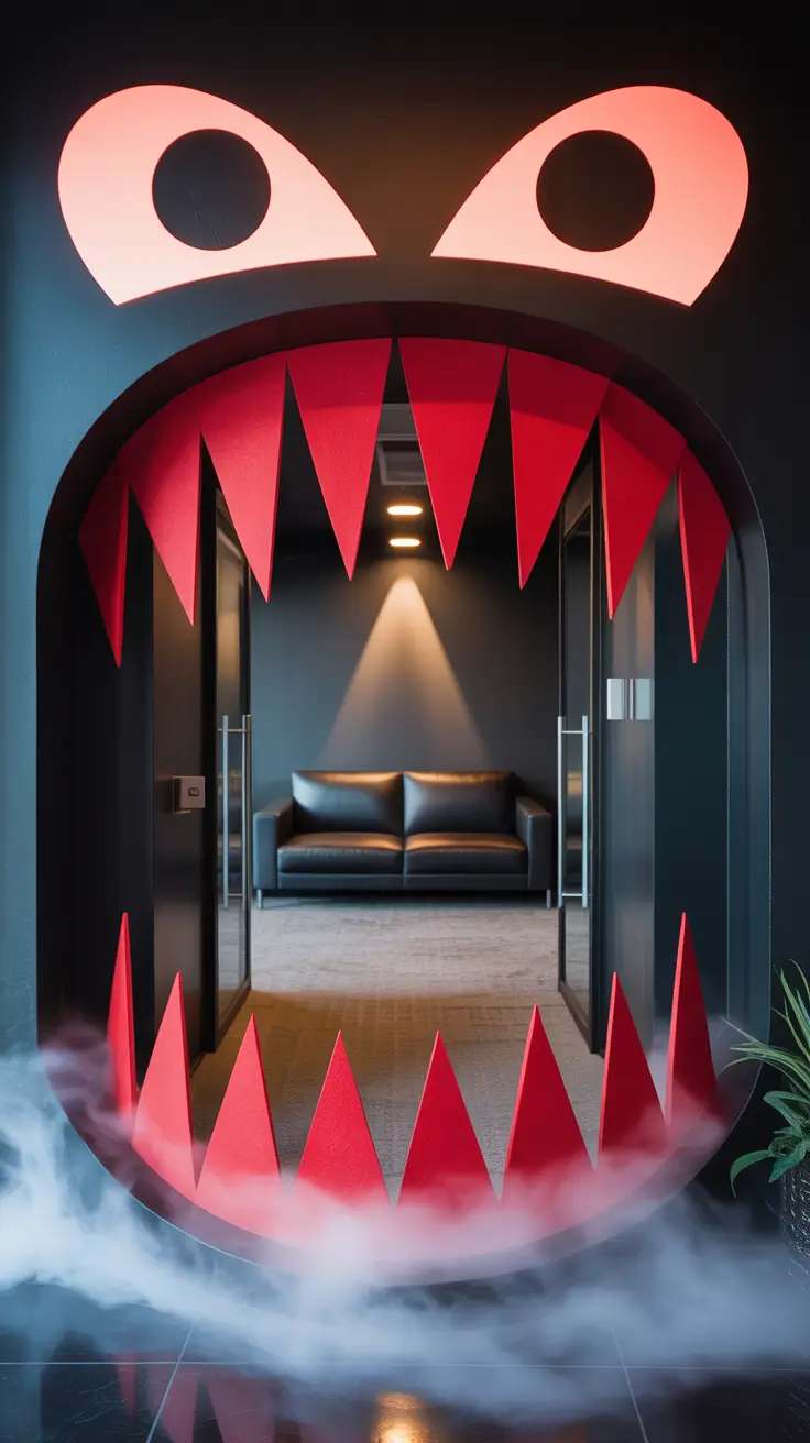 scary halloween office decorations 2025 Monster Mouth Entry That Screams Welcome