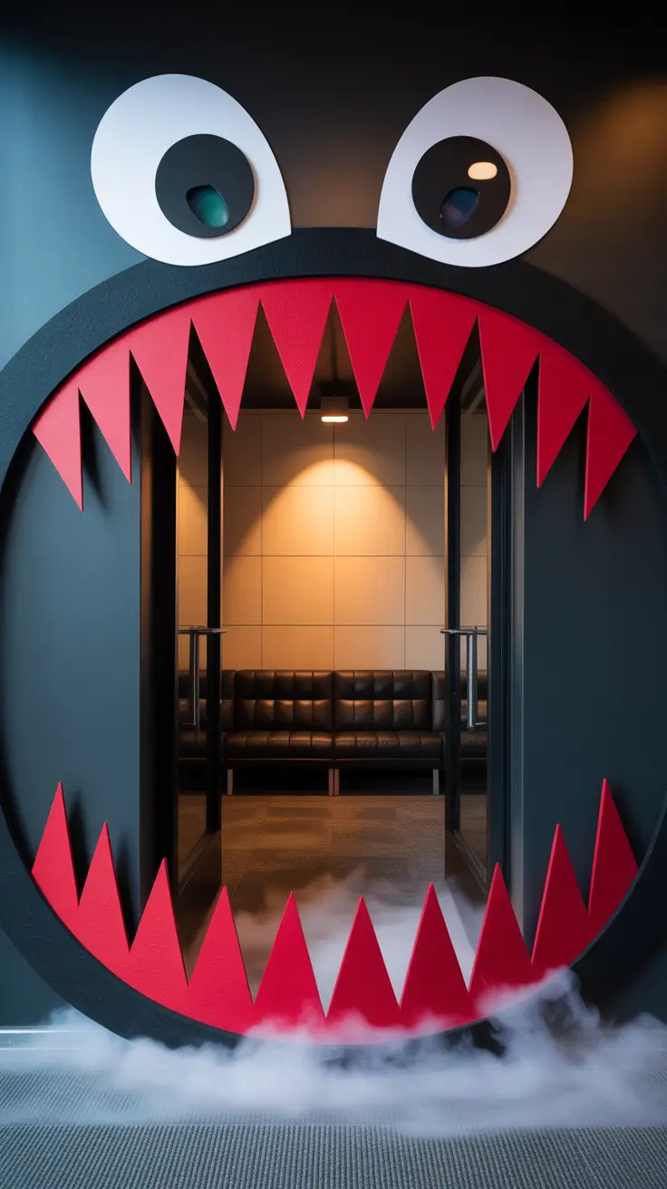 scary halloween office decorations 2025 Monster Mouth Entry That Screams Welcome