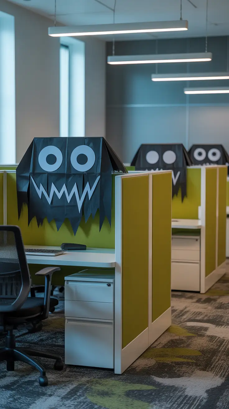 scary halloween office decorations 2025 Monster Eyes Watching from the Cubicles