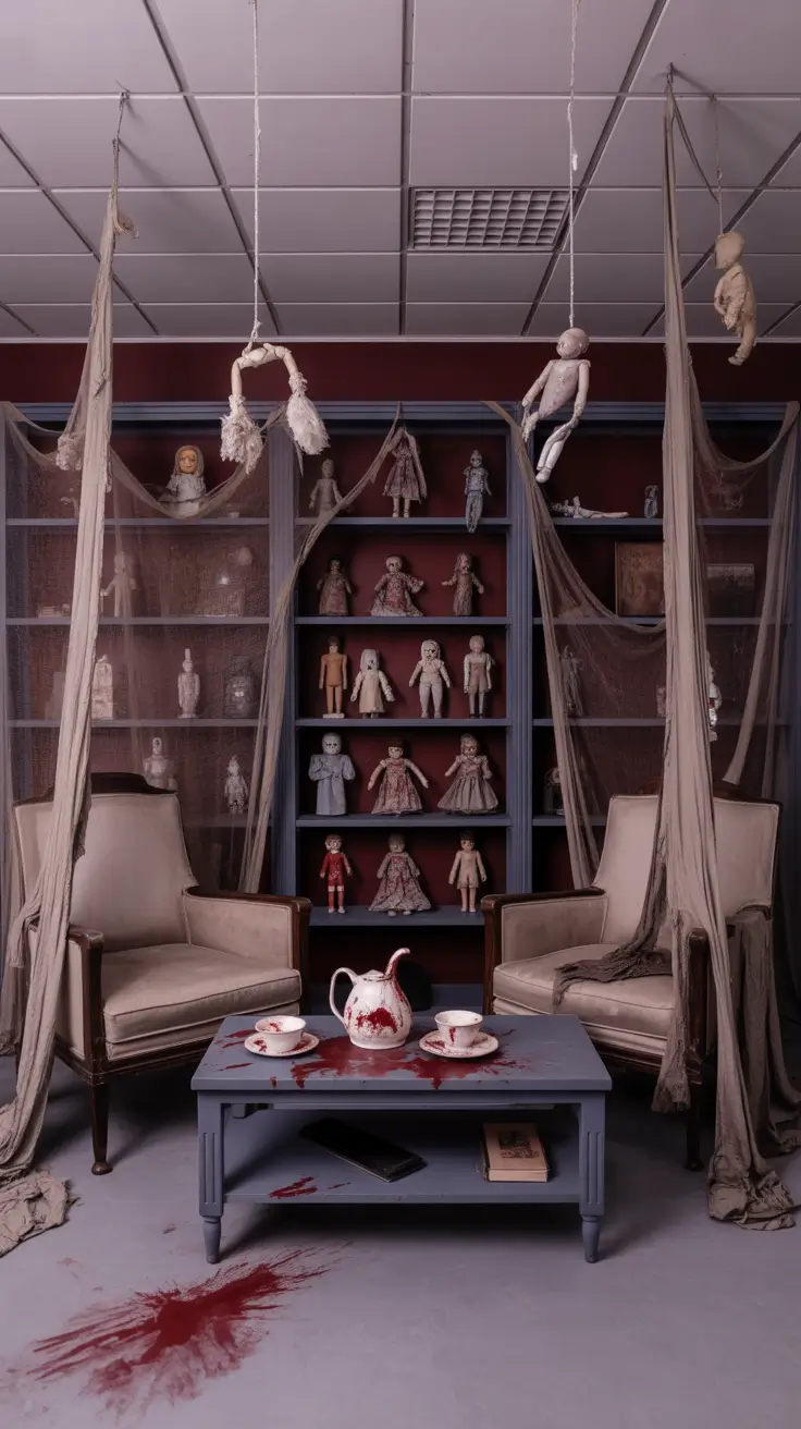 scary halloween office decorations 2025 A Creepy Doll Theme for Shared Spaces