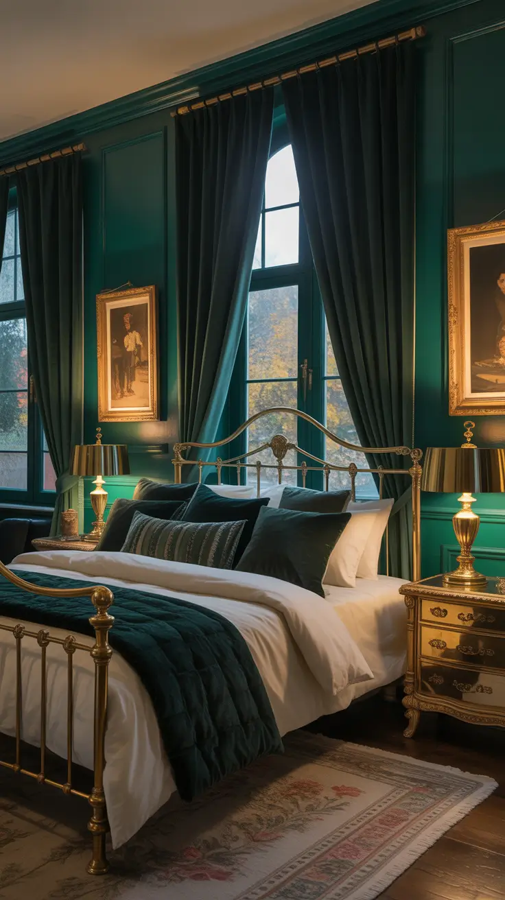 Dark Green Bedroom Interiors