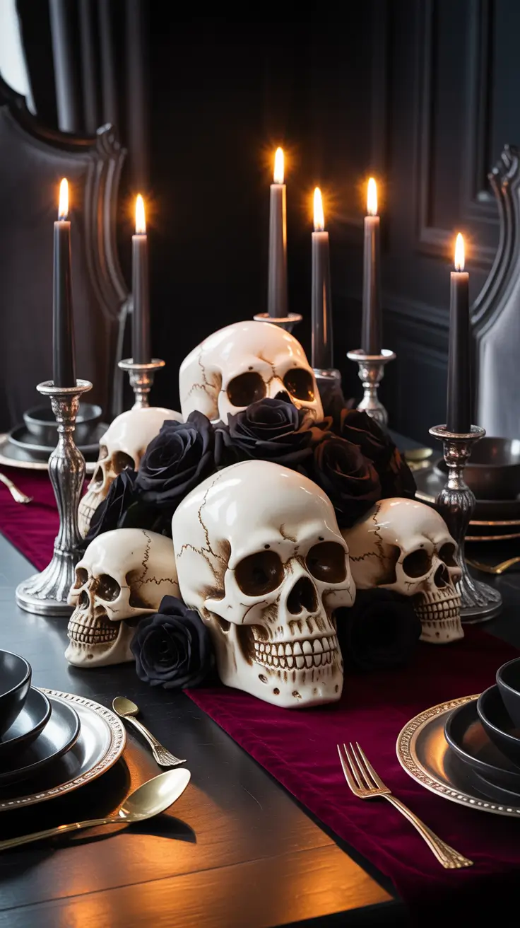 halloween centerpieces for table 2025 Skull-Themed Halloween Centerpieces For Dining Rooms