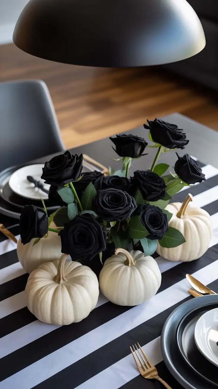 halloween centerpieces for table 2025 Monochrome Halloween Centerpieces In Black And White