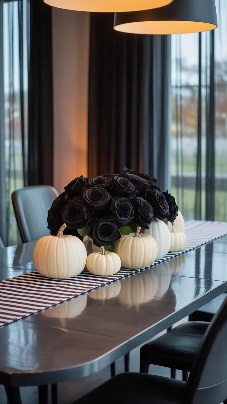 halloween centerpieces for table 2025 Monochrome Halloween Centerpieces In Black And White