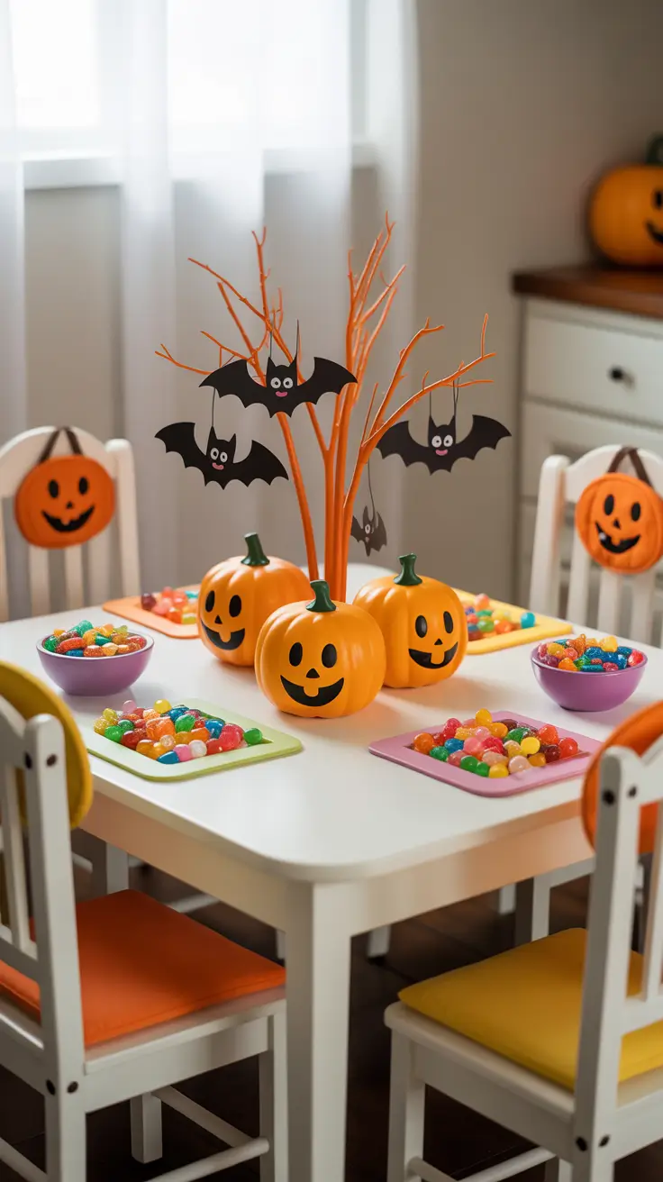 halloween centerpieces for table 2025 Kids’ Halloween Centerpieces With Pumpkins And Candy