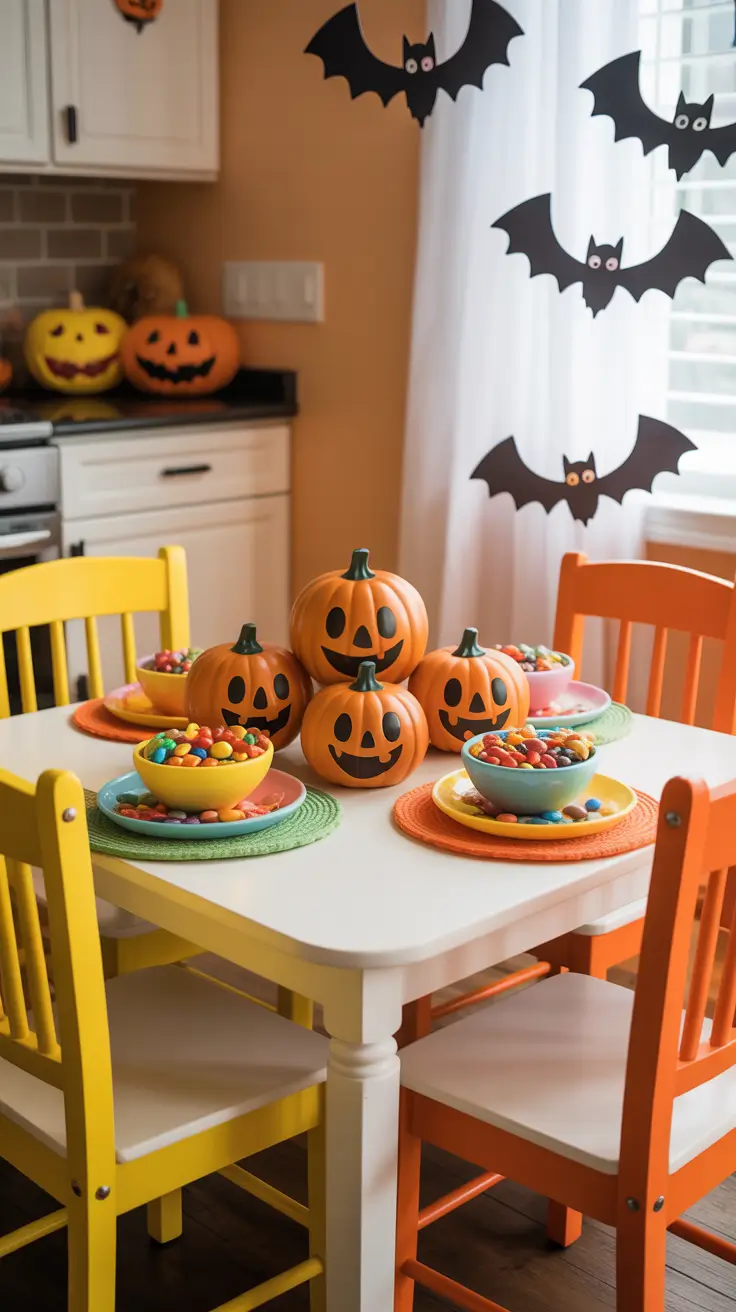 halloween centerpieces for table 2025 Kids’ Halloween Centerpieces With Pumpkins And Candy