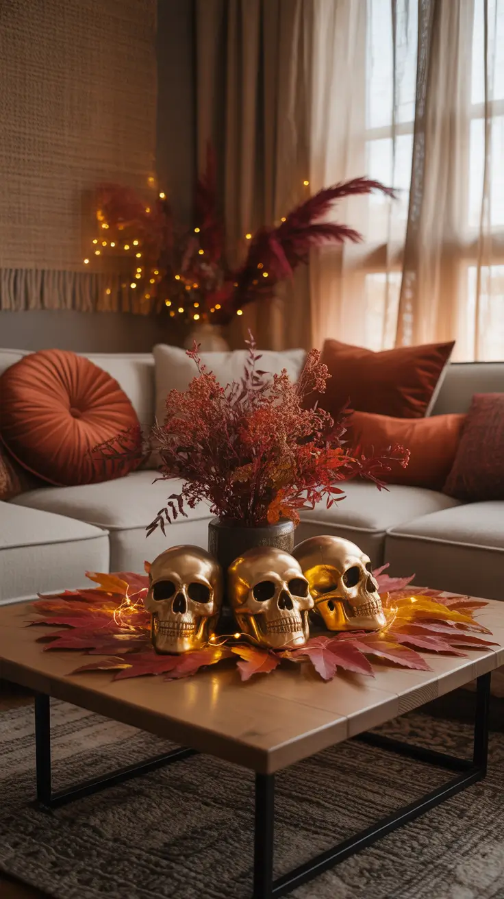 Halloween Living Room Decor Ideas 2025 Fall Leaves Meet Halloween Glam