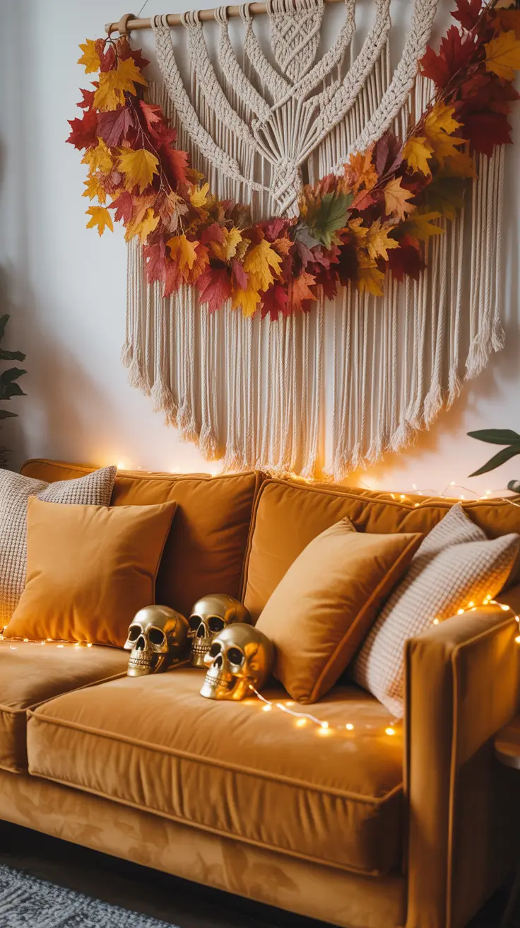 Halloween Living Room Decor Ideas 2025 Fall Leaves Meet Halloween Glam