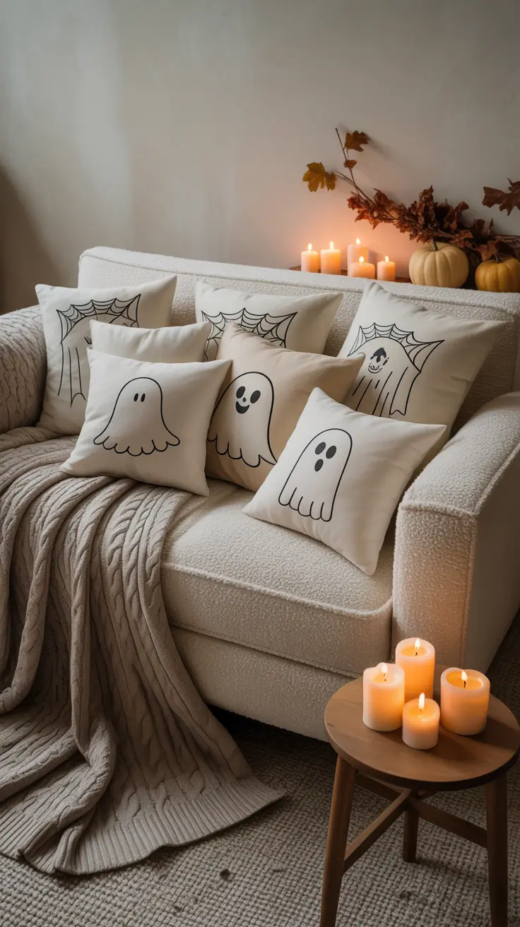 Halloween Living Room Decor Ideas 2025 Ghostly Throw Pillows For A Cozy Vibe