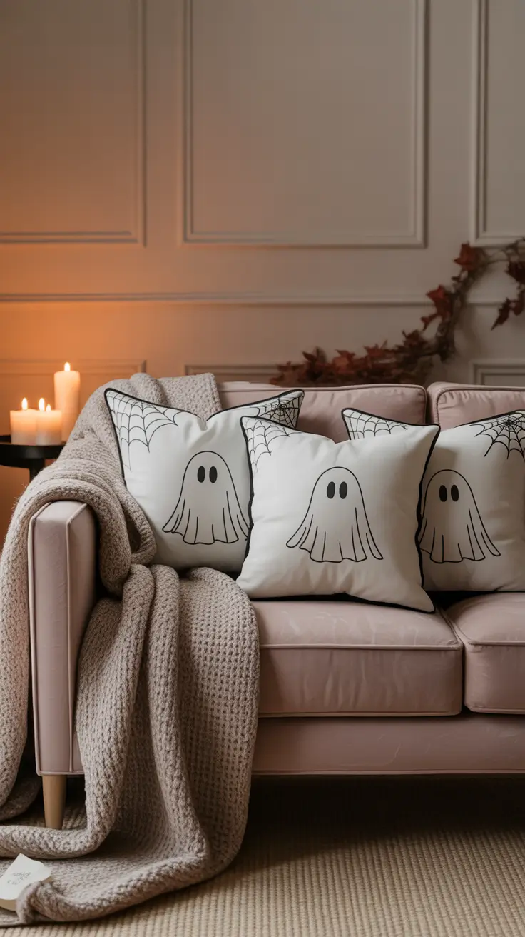 Halloween Living Room Decor Ideas 2025 Ghostly Throw Pillows For A Cozy Vibe