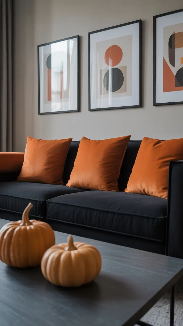 Halloween Living Room Decor Ideas 2025 Classic Orange And Black With A Modern Twist