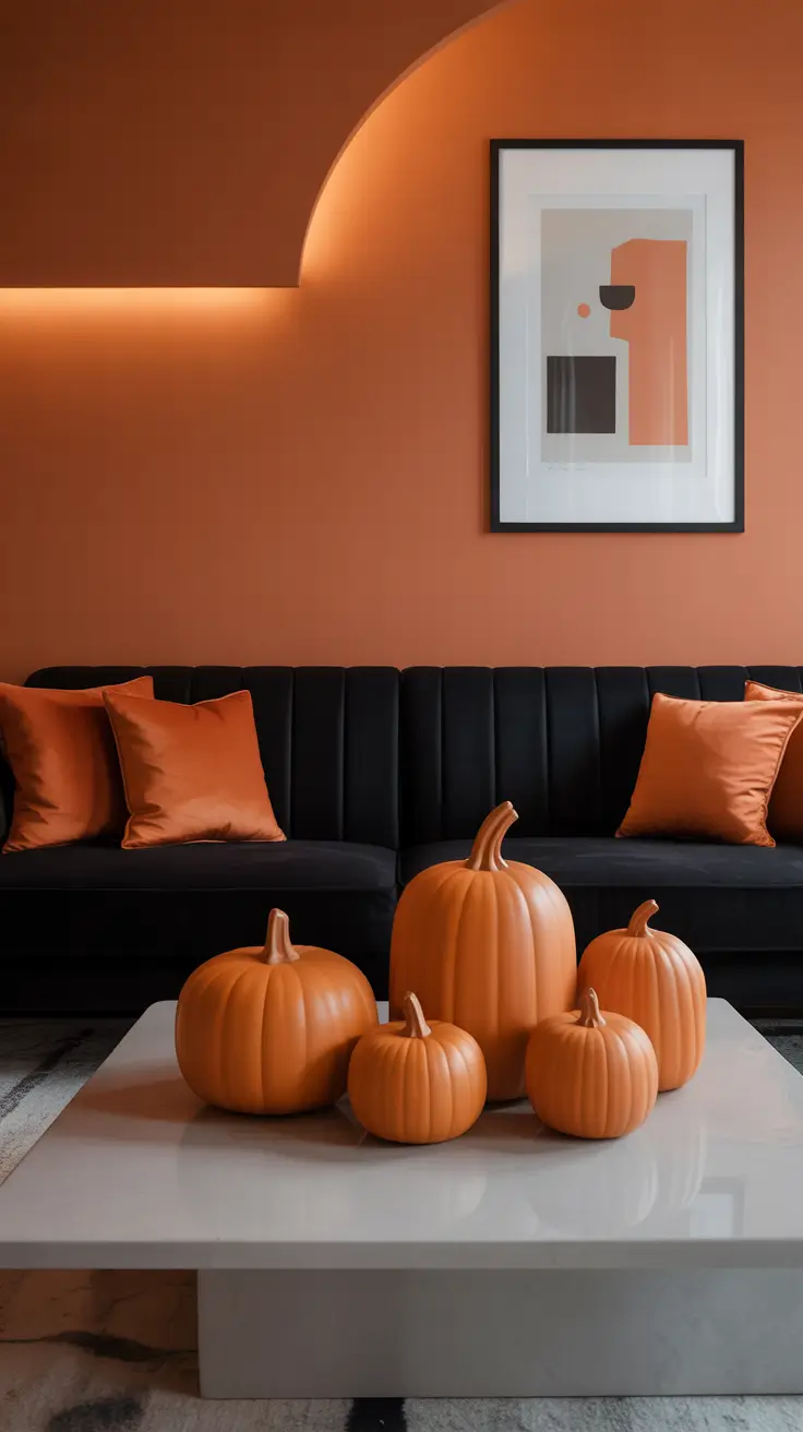 Halloween Living Room Decor Ideas 2025 Classic Orange And Black With A Modern Twist