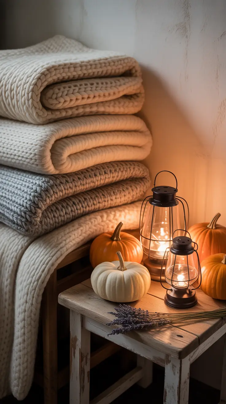 Halloween Living Room Decor Ideas 2025 Soft Touches Blankets Lanterns And Pumpkins