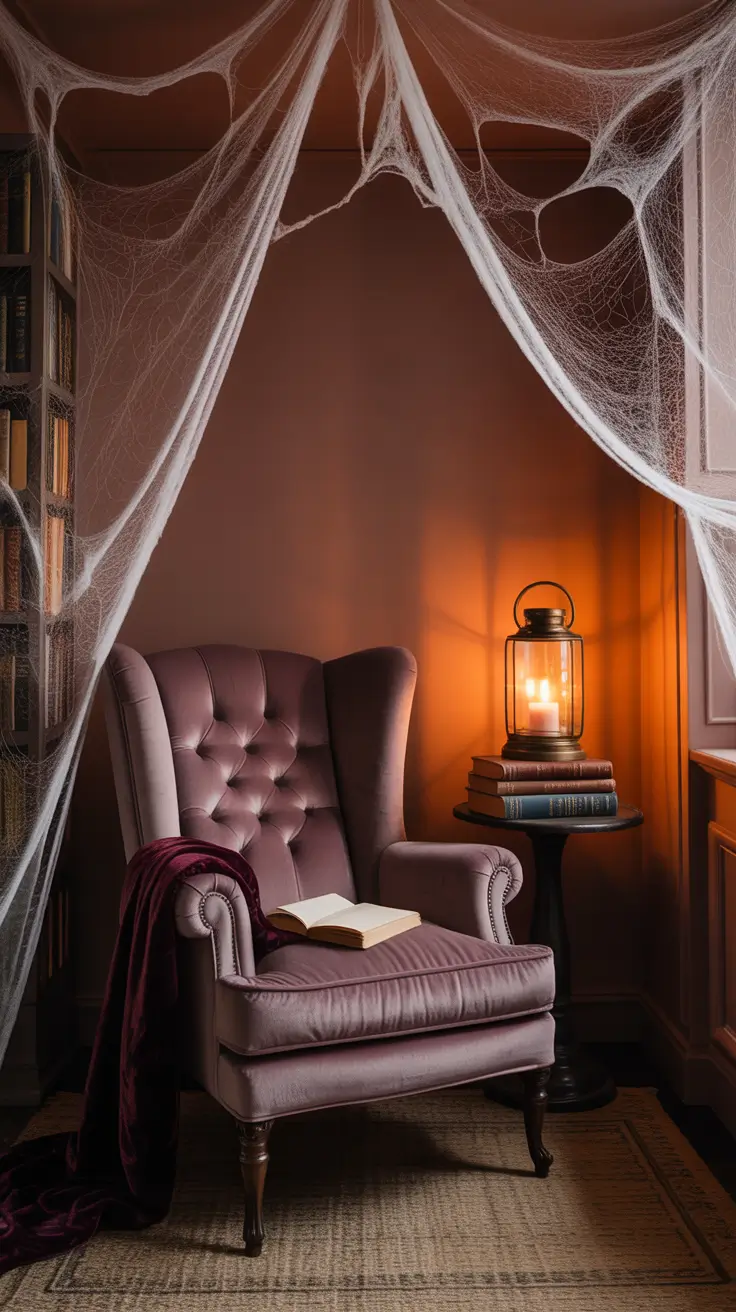 Halloween Living Room Decor Ideas 2025 Cozy Cobweb Corners With Velvet Touches