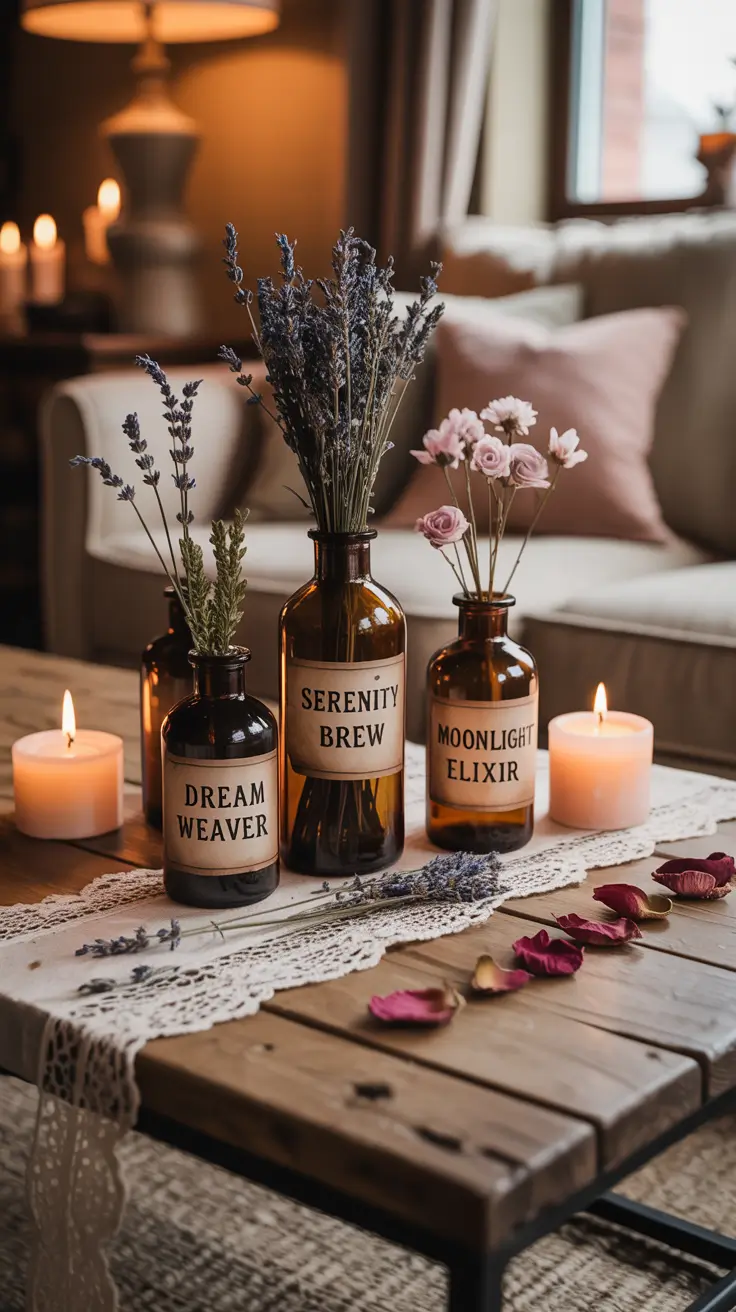 Halloween Living Room Decor Ideas 2025 DIY Potion Bottles For Coffee Table Decor