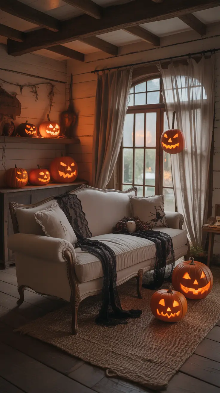 Halloween Living Room Decor Ideas 2025 Rustic Farmhouse Meets Spooky Style